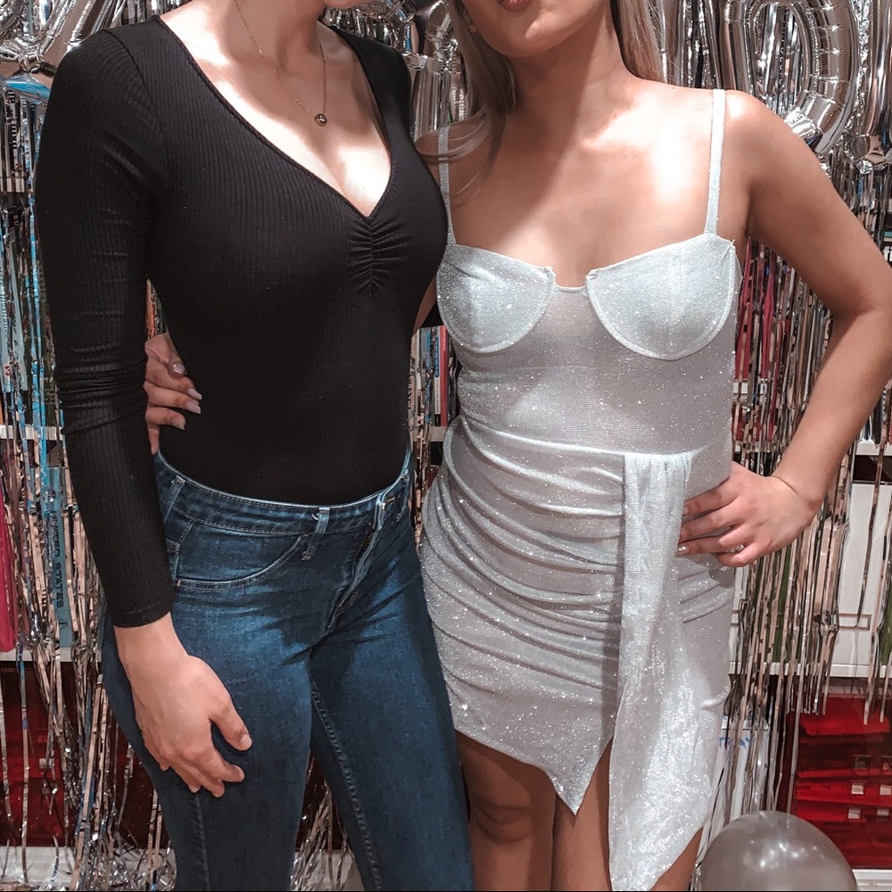 Metallic Silver Dress